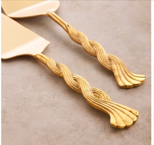 Modern Twisted Design Handle Gold Finished Cake Server For Family Gathering Festive Occasions Use And Gifting Purpose - Product Image 3