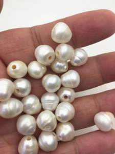 Perles d'eau douce blanches en forme de goutte 9-11mm, trou large 2mm, brin lâche pour la fabrication de bijoux, vente en gros en vrac - Product Image 3