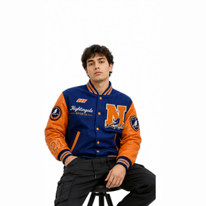 Chaqueta Varsity para Hombre, Estilo Letterman, Cuello Alto, 100% Lana, Personalizable, Superventas - Product Image 2