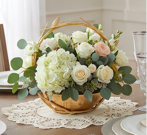 Bol en métal doré poli luxueux avec poignée en forme de feuille de vigne, centre de table décoratif pour salon, entrée, bureau, mariage - Product Image 5
