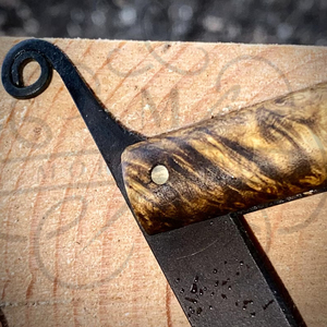 Handmade Folding Knife | Early Medieval Viking Style Pocket Knife | Carbon Steel Blade & Maple Handle - Product Image 4