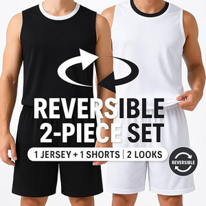 Conjunto de Camiseta de Baloncesto Reversible Personalizada con Logotipo del Equipo, Nombre, Número, Impresión por Sublimación, Bordado 3D, 100% Poliéster, Sin Mangas - Product Image 1