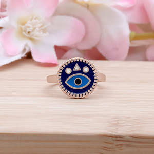 Anillos de Ojo Turco de Plata 925 con Baño de Oro Rosa y Goteo de Aceite Colorido, de Energía Positiva, Surtidos, Joyería para Fiestas y Regalos, ¡Venta Caliente! - Product Image 5