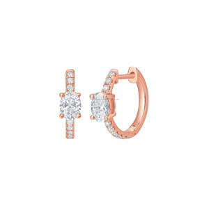 Boucles d'oreilles créoles en or massif 10K de luxe pour femme, design moderne, diamant ovale de laboratoire sur mesure, qualité supérieure SHRAMAN DIAMOND - Product Image 4