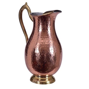 Premium <b>Copper</b> Beverage Water Pitcher with Brass <b>Handle</b> Heavy Duty Serving Jug for Hotels Homes Restaurants <b>Kitchen</b> - Product Image 1