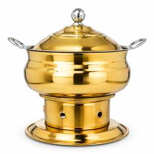 Hammered Gold Chafing Dish 6L Stainless Steel Eco-Friendly PTFE Coated 33cm Diameter <b>Food</b> Warmer Buffet <b>Server</b> Catering - Product Image 3