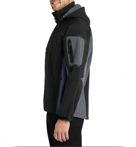 OEM Custom Logo Softshell Jacket Hooded Windproof Breathable Water Resistant Outdoor Windbreaker Unisex Wholesale - Product Image 3