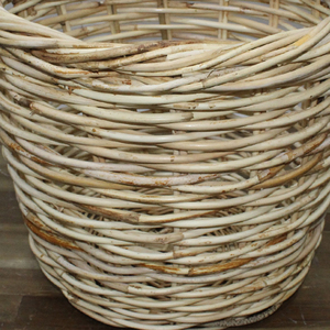 Handwoven Natural Rattan Round Storage <b>Basket</b> With Handles Rustic Style Clothing Storage Bin - Product Image 3