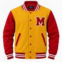 Veste universitaire pour homme, logo personnalisé, bicolore, style baseball, boutons pression, veste bomber universitaire, streetwear, vente en gros, OEM, ODM