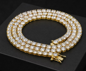 Collier Chaîne Tennis Iced Out avec Zircons Taille Ovale, Chaîne à Maillons en Laiton Plaqué Or 18K, Bijoux Hip Hop Unisexe - Product Image 6