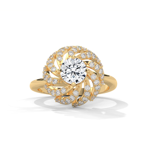 Women's Yellow Gold Diamond Engagement Ring Round Brilliant Cut Natural Diamonds Romantic Style - Product Image 1