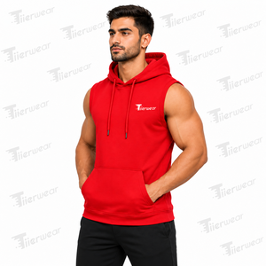 Latest <b>Men's</b> <b>Sleeveless</b> Gym <b>Hoodies</b> Workout Hooded Solid Print Sports Body Building Stringer Muscle Cut T-Shirt - Product Image 2