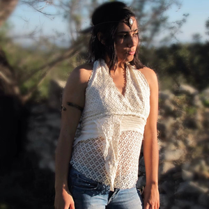 Top Halter de Algodón Estilo Boho Chic, Perfecto para Festivales, Ligero, Transpirable y Cómodo, Ropa de Verano - Product Image 1