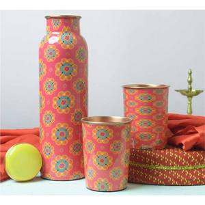 Botella de Agua de Cobre con Estampado Floral, Diseño de Mariposa, Botella Metálica para Bebidas, a Prueba de Fugas, Reutilizable, Ecológica, para Uso Diario - Product Image 5