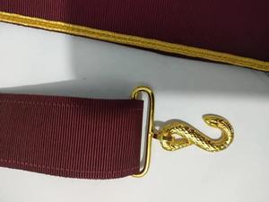 Custom Master Mason Masonic Apron Red White Gold Lace Trim Classical Style Embroidered Eco-Friendly Fabric <b>Sew</b>-On Badge Garment - Product Image 6