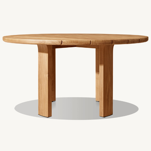 Table en teck en promotion, de forme circulaire, pour salle à manger extérieure, résistante aux intempéries et anti-pourriture. - Product Image 5