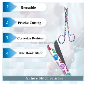 Nurse Bandage Scissors 5.5 Inch <b>Suture</b> Stitch Scissors 4.5 Inch Set 2 Stainless Steel Medical Shears Manual CE Certified Self - Product Image 2