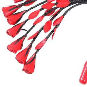 Sheep Skin <b>Flogger</b> with Steel Buckle Braided Grip and Medium Intensity Falls - Product Image 5