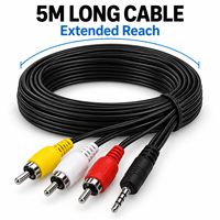 Câble audio-vidéo AV 3,5 mm vers 3 RCA de 5 m, gaine en PVC, âme en cuivre, pour téléviseur, lecteur DVD, décodeur, console de jeu, adaptateur