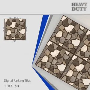 Vistaar Brand Embossed Stone Design 400 x 400 MM Full Body Bathroom Non Slip Porcelain Heavy Duty Parking Rustic Floor Tiles