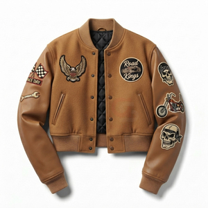<b>Winter</b> collection womens Custom Design Logo Varsity <b>Jackets</b> Baseball <b>Jackets</b> <b>Leather</b> Sleeve Women's <b>Jackets</b> Lady Crop <b>Jackets</b> - Product Image 1