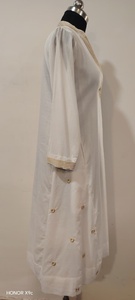 Robe Formelle Blanche en Lin à Col en V, Coupe Trapèze, Manches Trois-Quarts, Longueur Cheville, Unie et Respirante pour Femme - Product Image 4