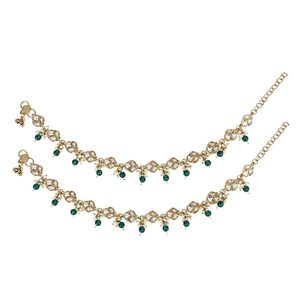 Tobilleras de Aleación de Zinc Chapadas en Oro Certificadas para Mujer, Diseño de Borlas, Imitación de Perlas, Engaste de Circonita, Estilo Bohemia, Boda - Product Image 2
