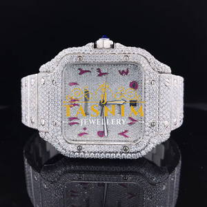 Reloj de Hombre de Cuarzo con Diamantes Moissanite VVS de la Mejor Calidad, Acero Inoxidable, Chapado en Oro Blanco, Romano, Cuadrado, Simple, Deportivo, a la Moda - Product Image 1