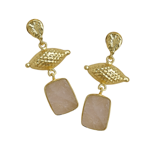 Pendientes Geométricos Chapados en Oro con Incrustaciones de Piedras Naturales, Estilo Boho Chic, Joyería de Moda para Mujer - Product Image 6