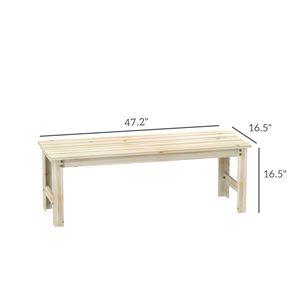 Panca da giardino in legno a 2 posti con sedile a doghe senza schienale panca del portico anteriore per ponte a bordo piscina del parco o ambiente naturale all'aperto - Product Image 3