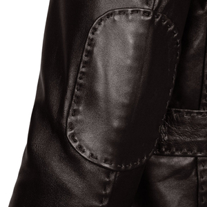 Blazer de cuero marrón para hombre, de un solo botón, con solapa de muesca, estilo casual. - Product Image 5