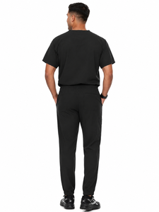 Precio al por mayor Conjuntos de uniformes médicos de punto de elastano con cuello en V personalizados, pantalones con bolsillos de alta calidad y cintura elástica, unisex, con detección de agujas - Product Image 2