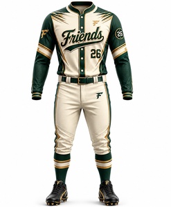 <b>Baseball</b> Uniform Set Men's Full Sleeve Jersey Pants Moisture Wicking Polyester All Seasons Adult Team Apparel - Product Image 1