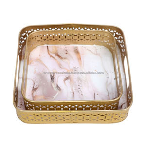 Plateau de service en fer métallique carré de conception chic personnalisé Offre Spéciale idéal pour le thé, le café et les collations dans divers modèles et tailles - Product Image 4