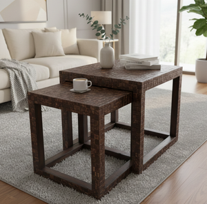 Handmade <b>Rustic</b> Square Coconut Shell <b>Side</b> <b>Table</b> for Living Room Decor Balcony Low MOQ From Vietnam Night Stand Tabes for Bacony - Product Image 2