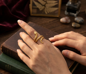 El Joyero Vintage 18K Gold Plated Snake <b>Ring</b> <b>Adjustable</b> Animal Shape Bohemian Jewelry Unisex Fashion GR20 Rajasthan Daily Wear V - Product Image 1
