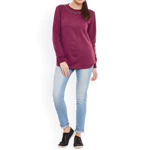 Whole Sale 2026 Casual Wear Comfortable High Quality Women Solid Street Wears Sweatshirt 100% Cotton Eco-Friendly Lined Design - Product Image 2