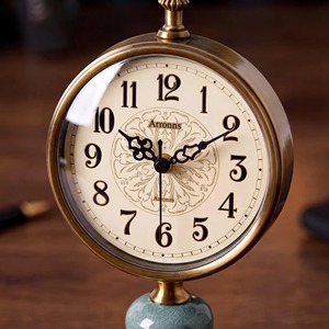 Nouvelle horloge de bureau en laiton, forme circulaire, silencieuse, sans tic-tac, sonnerie horaire, design traditionnel - Product Image 3