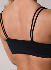 Soutien-gorge de sport personnalisé avec logo pour femme, noir, en microfibre, double bretelle spaghetti, toucher doux, anti-transpiration, pour la gym et le yoga – Grande Vente - Product Image 6
