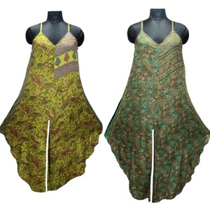 Hoa <span class=keywords><strong>in</strong></span> Jumpsuit Mới Mùa Hè hợp thời trang Ấn Độ thời trang đa màu Boho thiết kế với ren beading khăn thắt lưng trang trí lụa Saree - Product Image 1