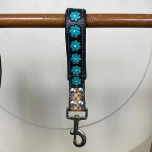 Poignée de plomb en cuir usiné à la main de concepteur exclusif Turquoise Floral Traffic Lead Supplies Accessoires Laisse de chien pour la formation - Product Image 4