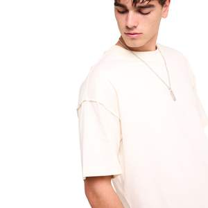 Camiseta de Manga Corta para Hombre, 100% Algodón, Color Sólido, Corte Holgado, Talla Grande, Diseño Liso, Estilo Inside-Out, Venta al Por Mayor - Product Image 3