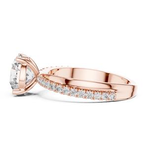 แหวนเพชรแท้เม็ดเดี่ยวรับรองโดย IGI |   แหวนหมั้นทองคำแท้ 14k ชุบโรเดียม ประดับเพชรแบบ Pave Band H-SI1 0.95 กะรัต - Product Image 5