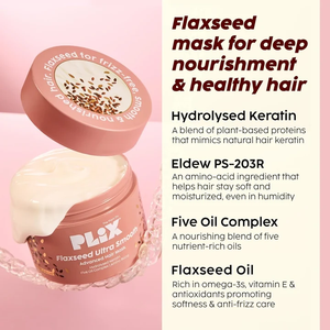 Kit de soin capillaire lissant à la kératine végétale et à l'huile de lin nourrissante : shampoing, après-shampoing et masque capillaire pour le contrôle des frisottis - Product Image 5