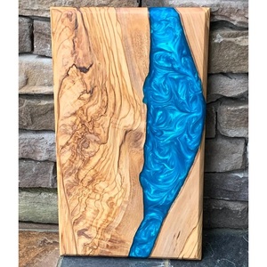 Planche en résine de bois dur naturel pour la préparation d'aliments biologiques, planche de cuisine en bois époxy de luxe pour la restauration haut de gamme - Product Image 1