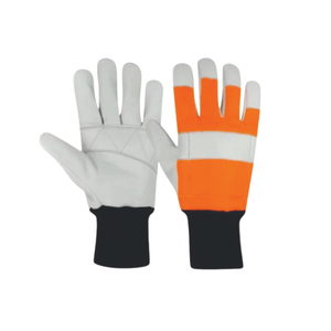 HOLY SIGNS INTERNATIONAL Leather Safety Gloves Orange Reflective Stripe Knit Wrist Anti-Slip Abrasion Resistant General Purpose - Product Image 5