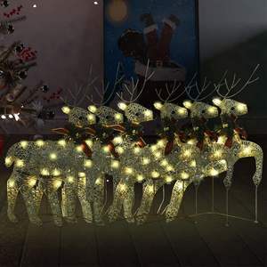Ensemble de 6 décorations de Noël en métal doré en forme de rennes, taille moyenne - Product Image 1