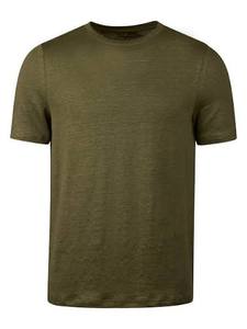 T-shirt tricoté à col en V et manches courtes 160g 180gsm, avec logo sérigraphié sur le devant, teinture unie, respirant, écologique, anti-boulochage, décontracté - Product Image 1