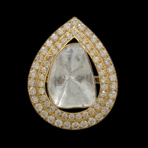 Pear Shaped Old Style Women's 18K God <b>Cocktail</b> <b>Ring</b> With Round Diamonds Studded Water Drop Fine Jewellery <b>Ring</b> For Engagement - Product Image 1