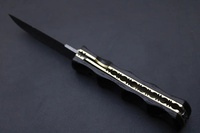 Couteau de poche pliant artisanal en acier Damas de PASHA ENTERPRISES, manche en bois noir, lame droite de qualité industrielle, pointe tombante